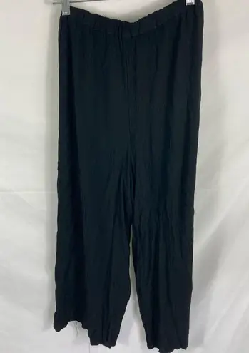 Elan  Tie front Crinkle Side Slit  Beach Pants Black Size Medium