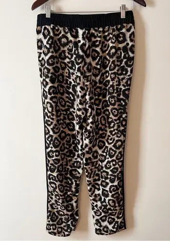 Jaclyn Smith Brown Leopard Print Elastic Waist Pants Size Small Drawstring