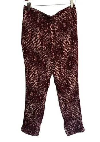 Haute Hippie The Tailored Slim Shady Pants Silk Sz 6 Merlot Snake Print