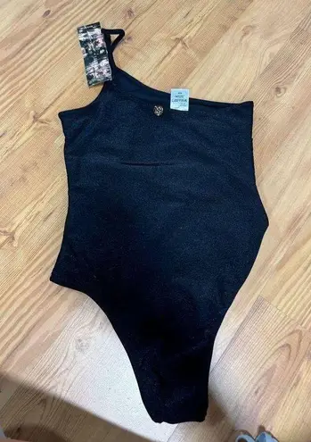 NWT LA SIRENE Asymmetric Neck One Shoulder One Piece Swimsuit Black Women's S/P