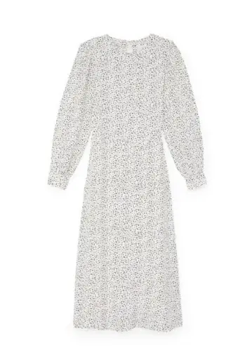 Goop G. Label White CITRINE PRINTED long sleeve midi DRESS size 12
