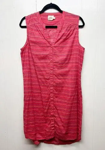 Mata Traders Button Front Sleeveless Women's Shirt Dress Size Medium Lightweight Pink