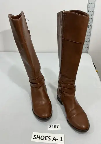Charter Club Womans Johannes 6 M Brown Full Zip Knee Length Riding Boots