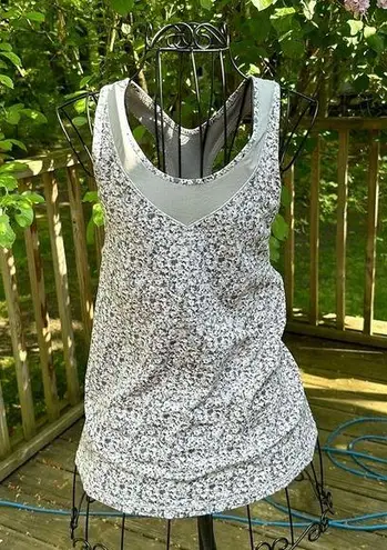 Lululemon  Gray Silver Turbo Tank Top Floral Racerback Ruched fitted​​