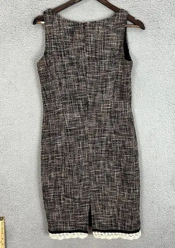 Newport News  sheath dress womens 8 brown black tweed vtg 90s academia retro glam