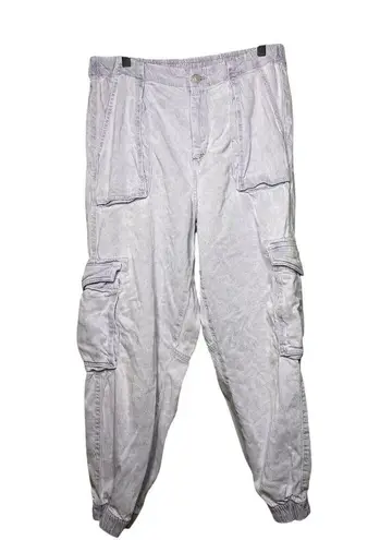 ALLSAINTS Frieda Denim Pants Cargo Women's 12 Washed Purple Grunge Trousers