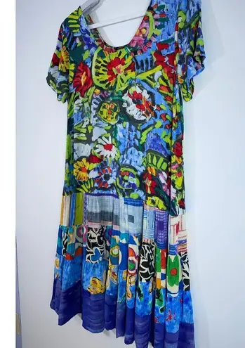 Jams World Vintage Floral Pasa Pasta Scoop Neck Tiered Dress Artsy Size Medium