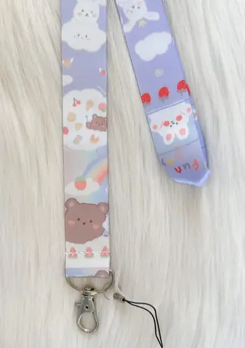 Bear and bunny lanyard Purple