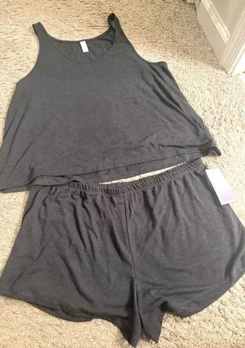 Stars Above Charcoal Grey Slub Knit Tank & Shorts Set - size XL