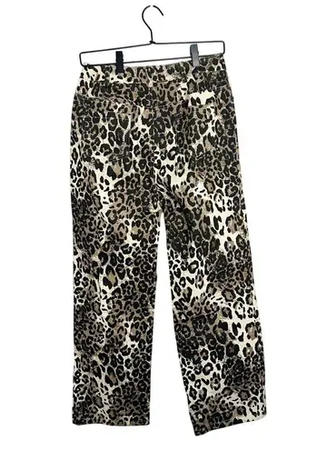 PaperMoon Leopard Print High Rise Jeans Wide Leg Cropped Size Medium NEW