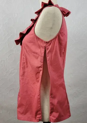Katherine Barclay Womens Top Size M Coral Sleeveless Ruffles Side Zip Career