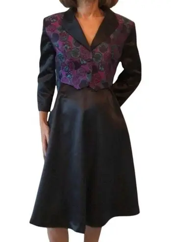 VINTAGE Black Dress Faux Vest A