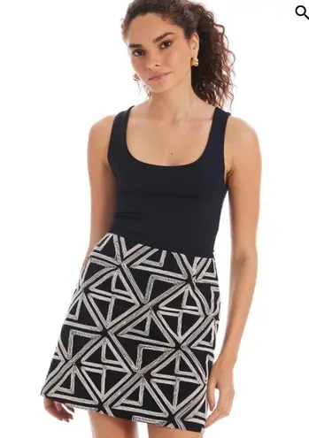 Allison New York Grace Skirt Black And White Geo Size Large