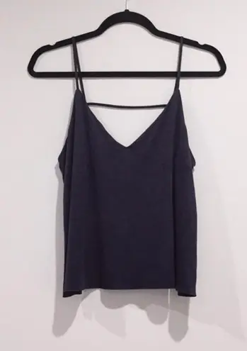 dark navy blue suede backless soft grunge tank top