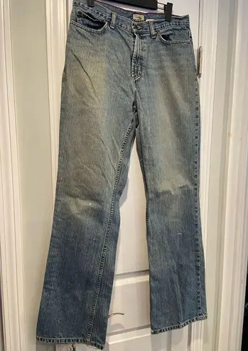 VTG L.L. Bean Size 12 T Boot Cut Cotton Denim Jeans Worn Distressed Med Wash Blue