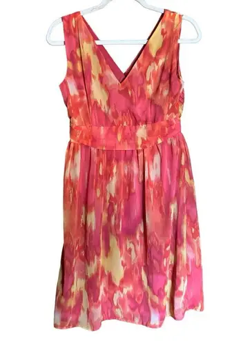 Apt. 9  Dress Womens 16 Multicolor Artsy Print Sleeveless Pleated Fit Flare Midi