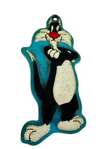 Vintage 1997 Warner Bros. Looney Toons Sylvester Cat Rubber Key Chain