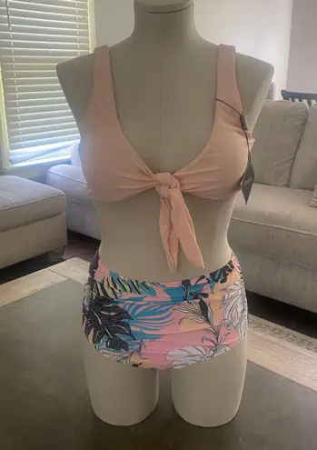 Zaful Forever young Wrap tie front high waisted tummy control bikini set