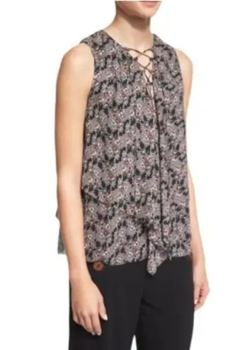 Derek Lam 10 Crosby Printed Silk Lace Up Top 0 XS