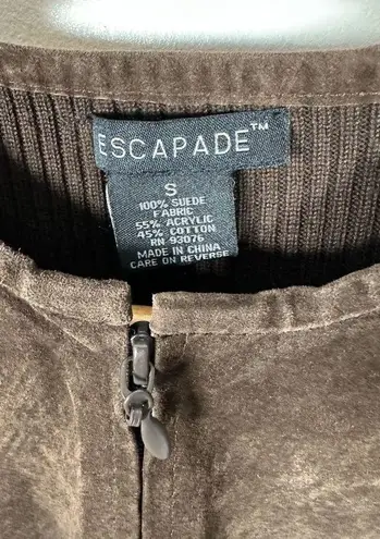 Vintage Y2K Escapade Sweater Full Zip Suede Brown Long Sleeve Womens Small