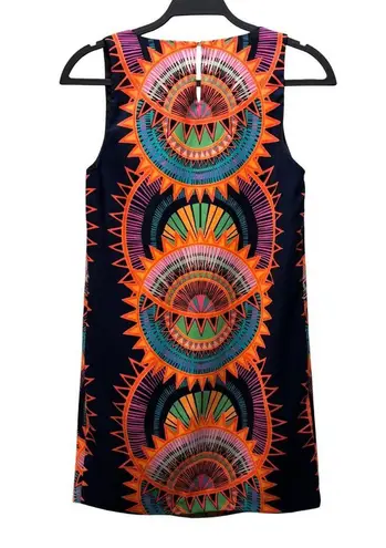 Mara Hoffman XS Multicolor Sleeveless Scoop Neck Dress Vibrant Geometric Print