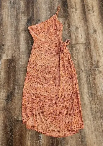 l*space L* Chloe Dress in Wild Bunch Orange Size Small One Shoulder NWT Faux Wrap