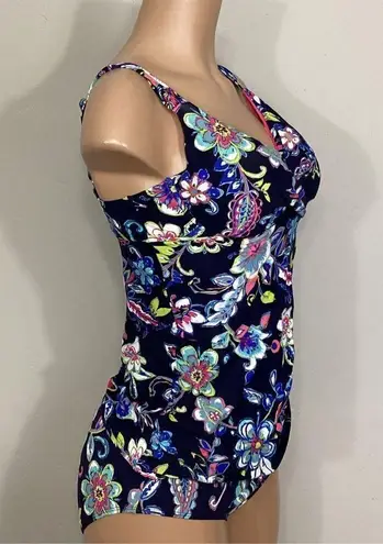 Anne cole NEW.  twist front underwire floral print tankini set. 36DD-cup/L-bottom