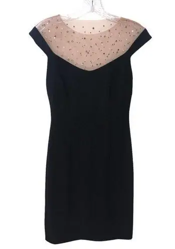 Betsy and Adam  Illusion Yoke Rhinestone Embellished Cocktail Dress 2 NWT