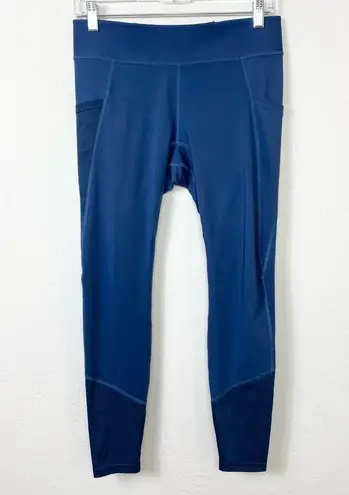 Pearl Izumi  Wander Blue Mesh Panel Mid Rise Athletic Leggings With Pockets Sz L