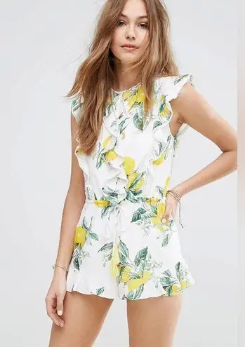 Moon River ASOS  Ruffle Detailed Romper in Lemon Print S