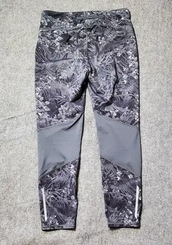 Old Navy  ACTIVE Size Large Tall go dry dark grey floral leaf leggings