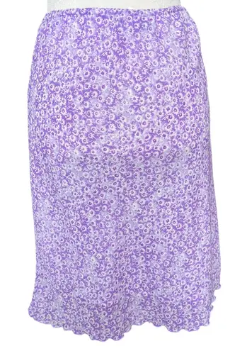 Fashion Bug Vintage Light Purple Lilac Tiny Floral Print Midi Skirt Ruffle Hem