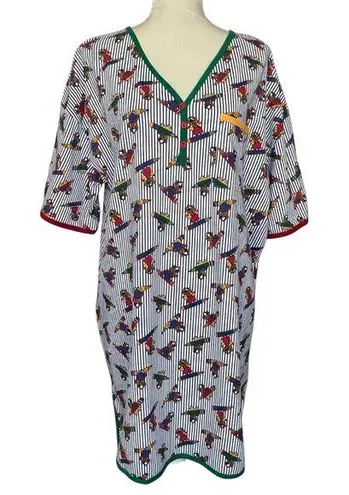 Vintage 90s Avon Christmas Pajama Dress Women’s Size M/L Teddy Bear Pencil Print Red Size L