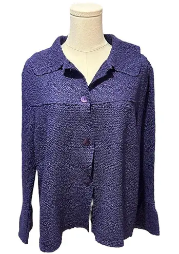 RAFAEL WOMANS Blouse/Light Weight Jacket Women Sz. L Purple Crinkle Bell Sleeves Size L