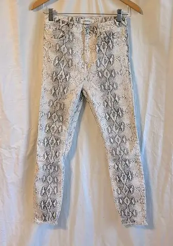 ZARA  High Rise Skinny White and Grey Snakeskin Printed Jeans