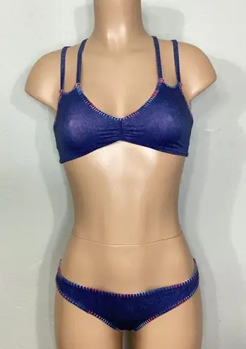 PilyQ New. Cayman stitched reversible bikini set. S-top/M-bottom