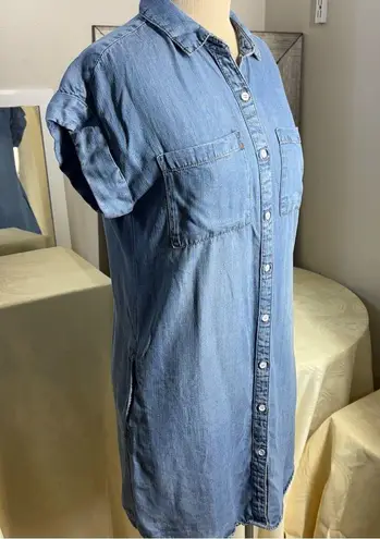 Velvet Heart denim Buttoned Mini Dress with Cuffed Sleeves