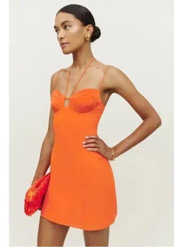 Reformation Women’s The Sea Orange Spaghetti Strap Mini Dress Double Tie 🧡 Size 0