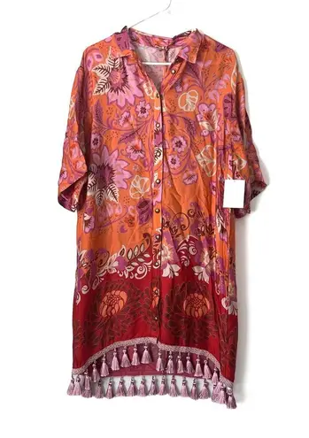 Alexis 🆕  Emotion Floral Shirt Dress in Orange Blossom Sz L