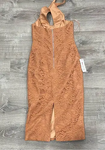 Bardot Womens Orange Slitted Zippered Corset Lace Sleeveless Halter Dress