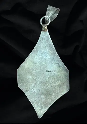 Vintage Mexico Silver Flute Playing Kokopelli W/ Red & Black Onyx Inlay Pendent