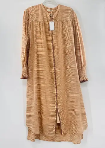 Ulla Johnson NEW Fiora Striped Shirt Dress Medium Sz 8 Beige Tan Brown Feminine