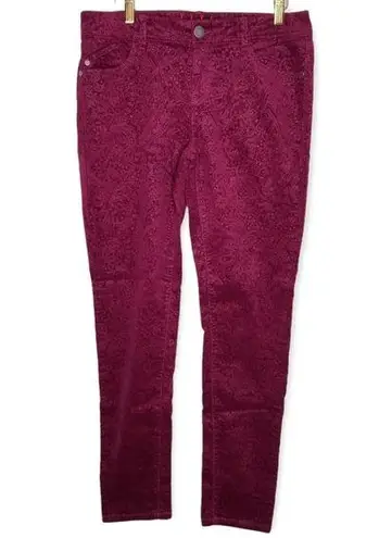 Elle Paisley Print Red Corduroy  Jeans Women’s Size 10R