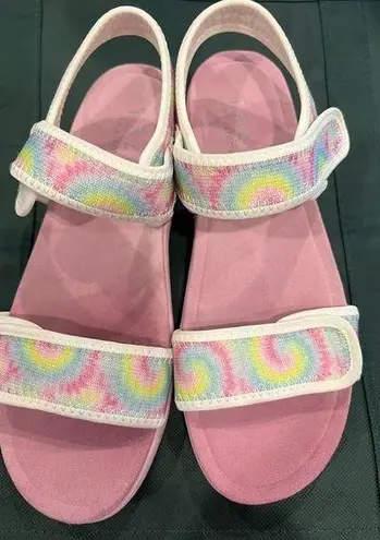 TRAQ Alegria Sparq Backstrap Sport Sandals Tie Dye Pink Pastel Size 8 Used