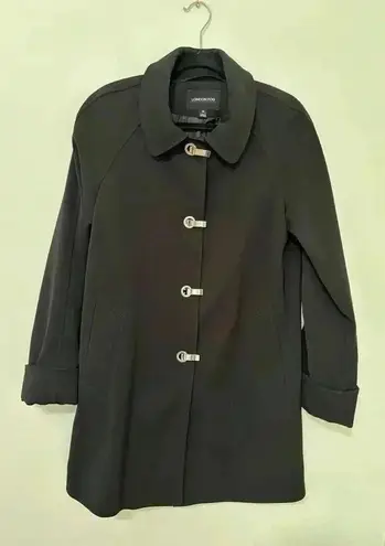 London Fog Womens Black Trench Coat Classic Dress Coat