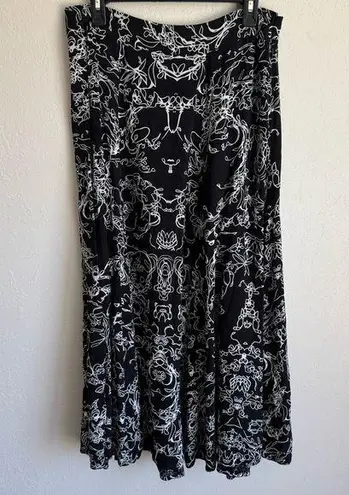 Soft Surroundings NWOT Black Floral Flowing Maxi Skirt Womens L Cottagecore