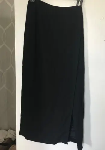 Vintage High Waisted Midi Skirt With Slit Black Size 2P