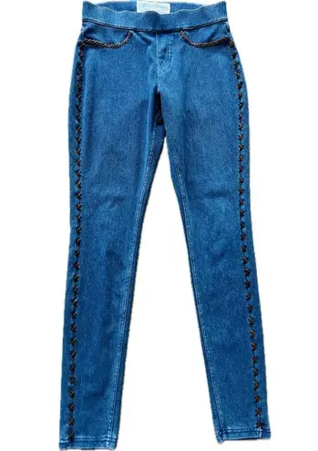 Gossamer Wings Barbara Grimes Santa Fe Embellished Denim Leggings Suede Lace S Blue Size 4