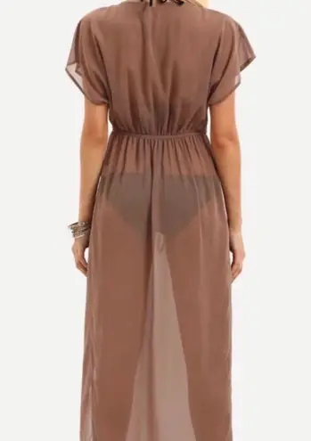 Beach Cover Up Dress With Side Slits Tan