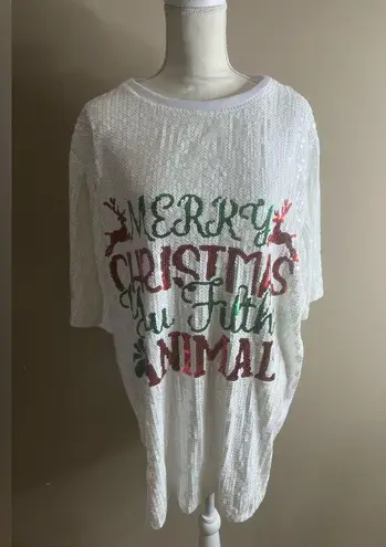 NWT why dress sequin merry Christmas one size White Size undefined